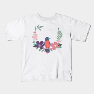 Little blue bird and his garden friends Kids T-Shirt